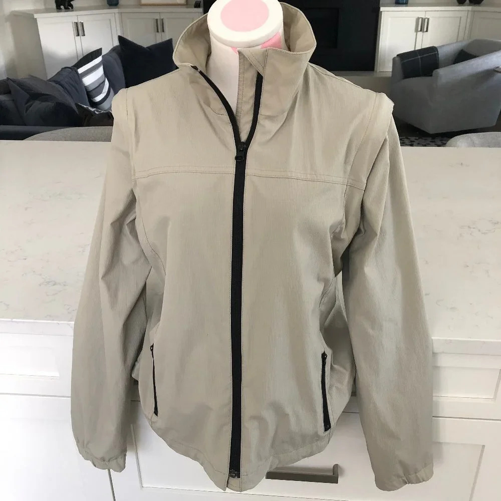 Tilley Endurable Canada Full Zip Nylon Jacket/Vest w Detachable Slvs Khaki Sz M